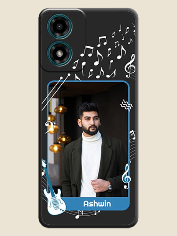 Custom Musical Theme Design with Text - Photo on Space Black Soft Matte Mobile Case - Motorola G04