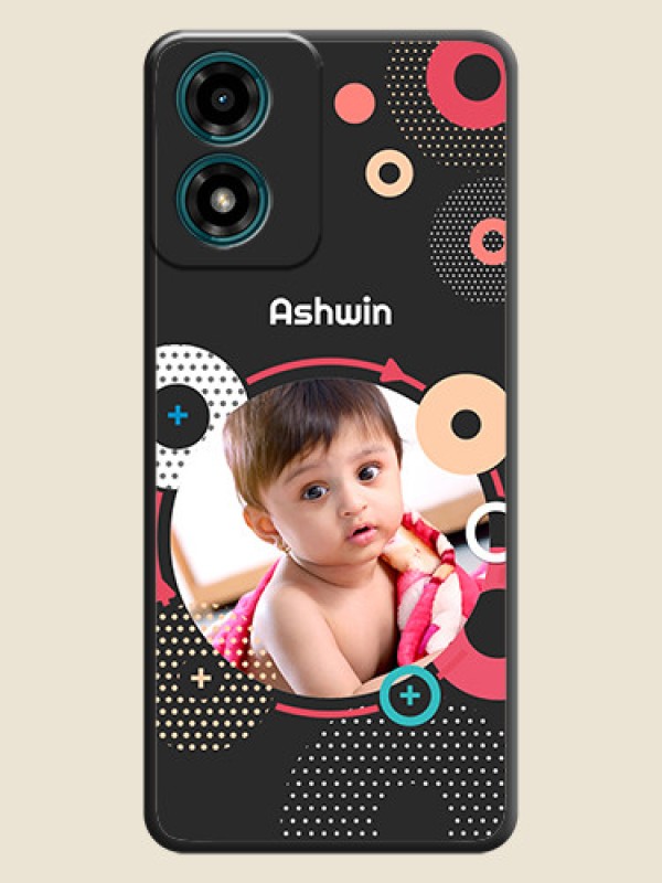 Custom Multicoloured Round Image on Personalised Space Black Soft Matte Cases - Motorola G04