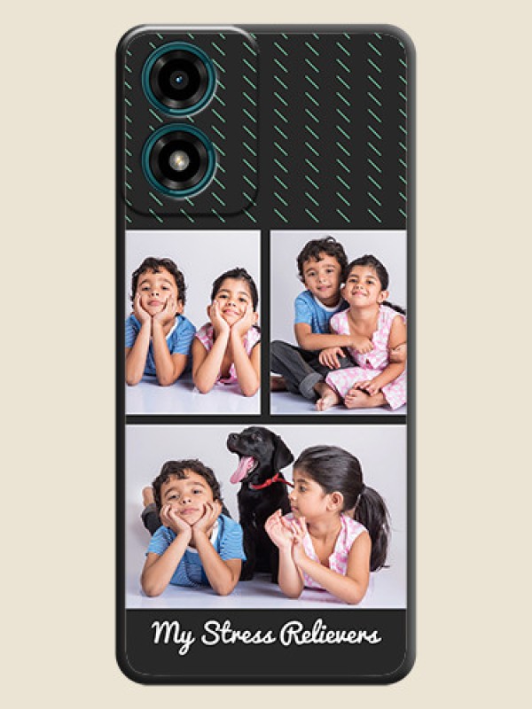 Custom Cross Dotted Pattern with 2 Image Holder on Personalised Space Black Soft Matte Cases - Motorola G04