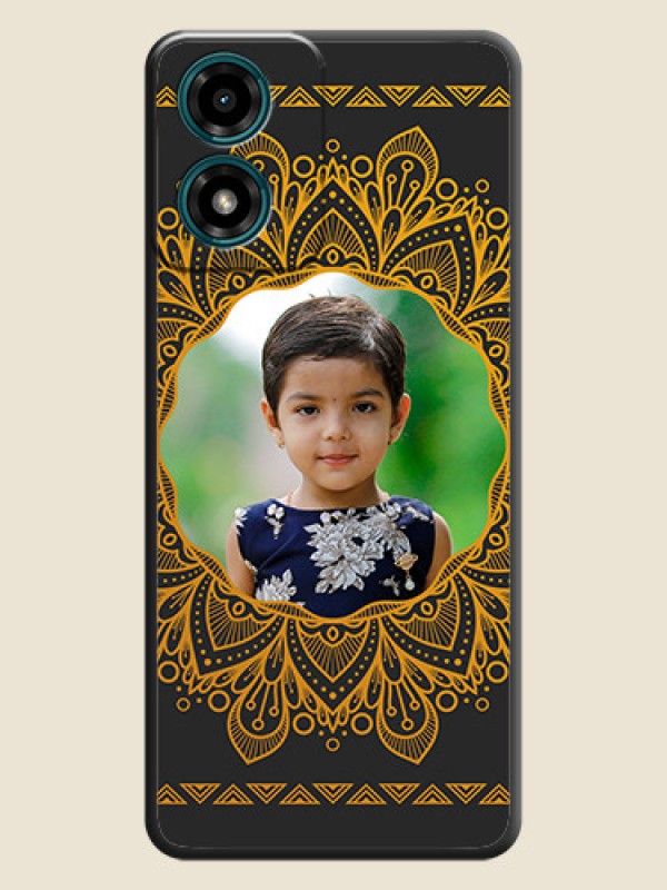 Custom Round Image with Floral Design - Photo on Space Black Soft Matte Mobile Cover - Motorola G04