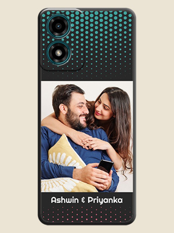 Custom Faded Dots with Grunge Photo Frame and Text on Space Black Custom Soft Matte Phone Cases - Motorola G04