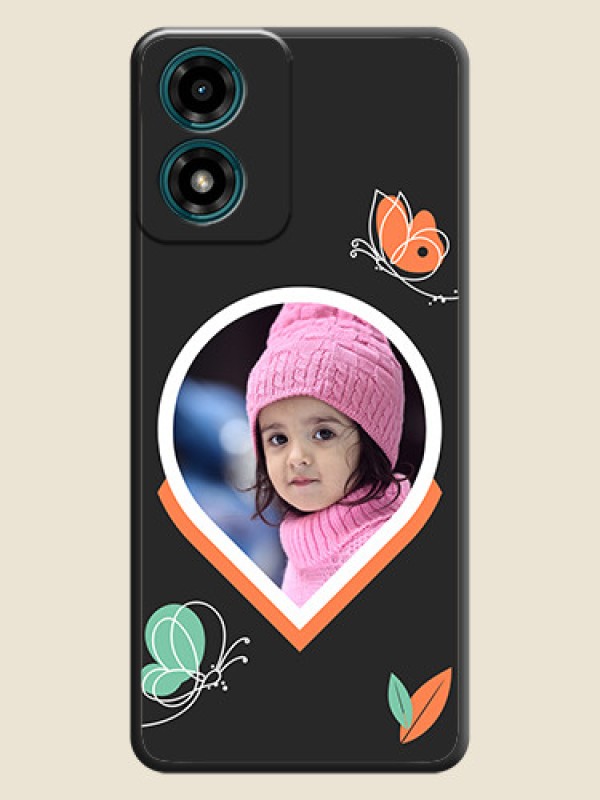 Custom Upload Pic With Simple Butterly Design On Space Black Personalized Soft Matte Phone Covers - Motorola G04