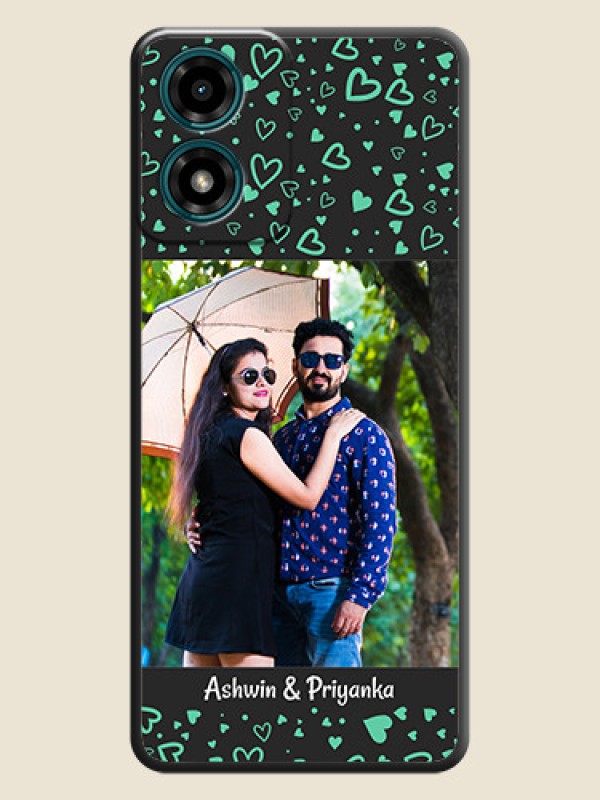 Custom Sea Green Indefinite Love Pattern on Photo On Space Black Custom Soft Matte Mobile Back Cover - Motorola G04s