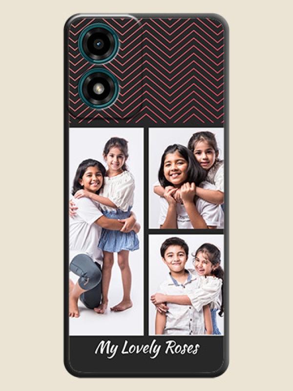 Custom Wave Pattern with 3 Image Holder On Space Black Custom Soft Matte Mobile Back Cover - Motorola G04s