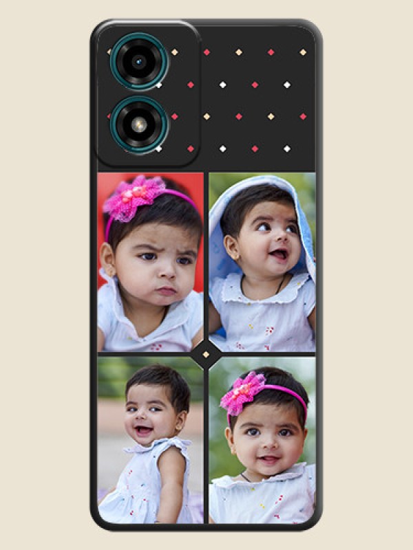 Custom Multicolor Dotted Pattern with 4 Image Holder On Space Black Custom Soft Matte Mobile Back Cover - Motorola G04s