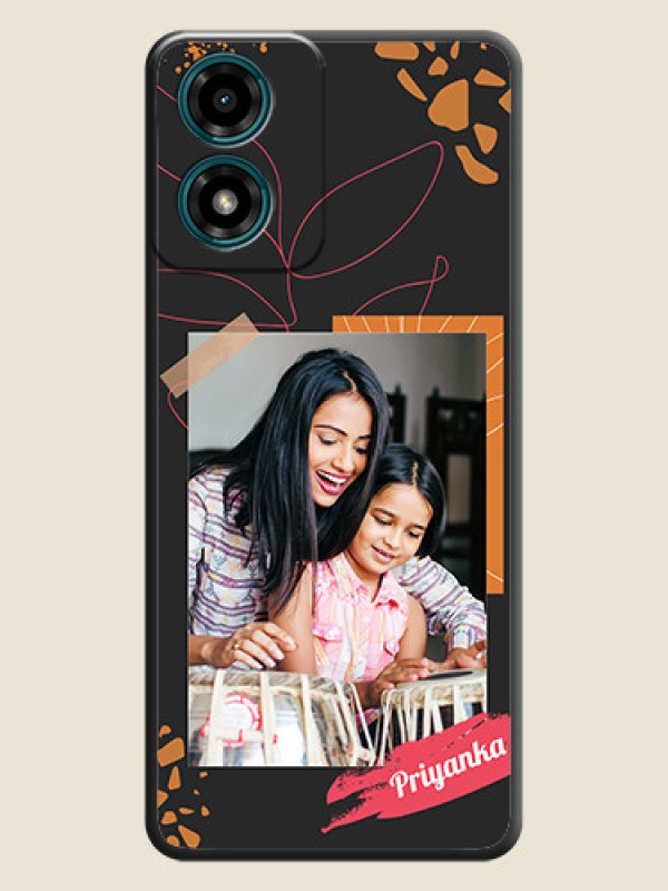 Custom Orange Photo Frame On Space Black Custom Soft Matte Mobile Back Cover - Motorola G04s