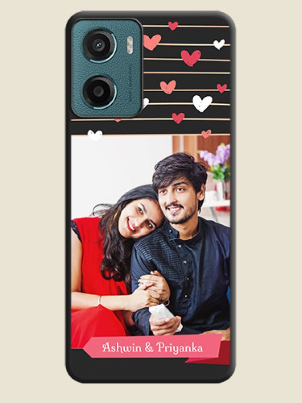 Custom Love Pattern with Name on Pink Ribbon on Photo On Space Black Custom Soft Matte Mobile Back Cover - Motorola G05