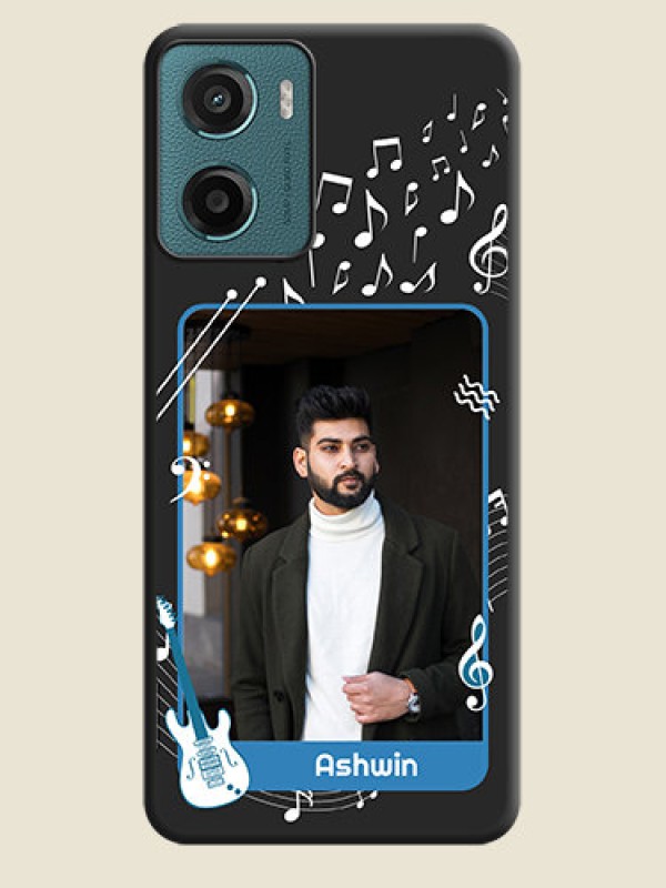Custom Musical Theme Design with Text on Photo On Space Black Custom Soft Matte Mobile Back Cover - Motorola G05