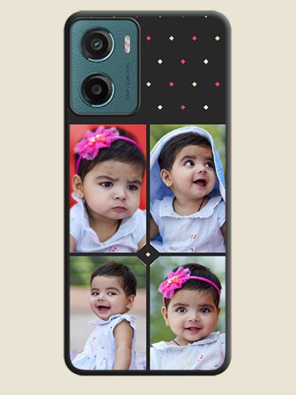 Custom Multicolor Dotted Pattern with 4 Image Holder On Space Black Custom Soft Matte Mobile Back Cover - Motorola G05