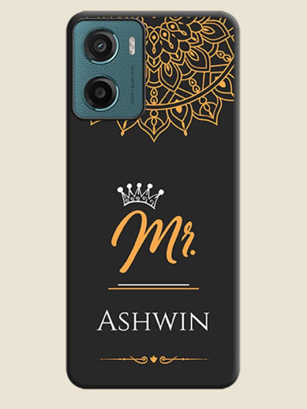 Custom Mr Name with Floral Design On Space Black Custom Soft Matte Mobile Back Cover - Motorola G05