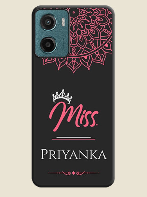 Custom Mrs Name with Floral Design On Space Black Custom Soft Matte Mobile Back Cover - Motorola G05