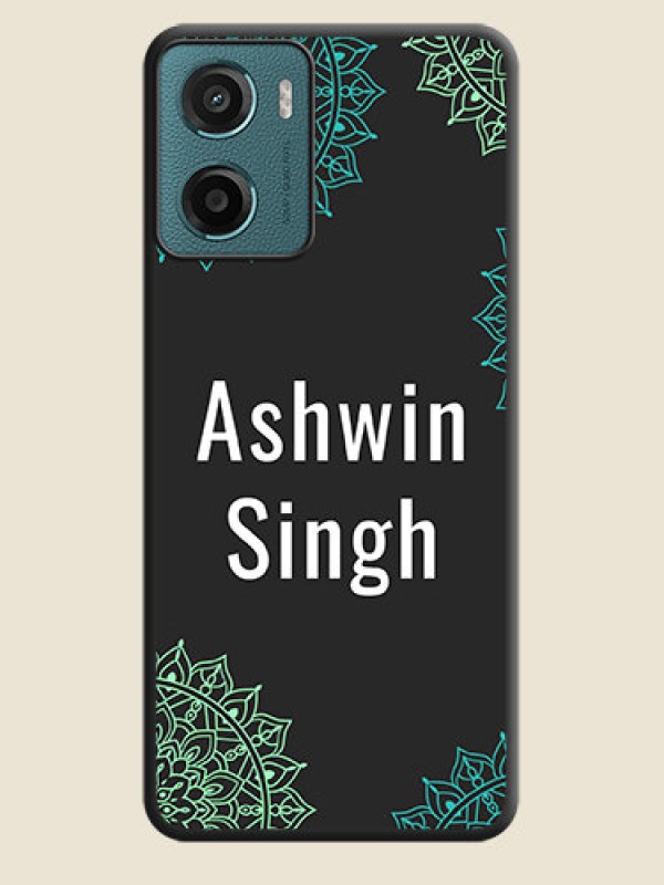 Custom Your Name with Floral Design On Space Black Custom Soft Matte Mobile Back Cover - Motorola G05