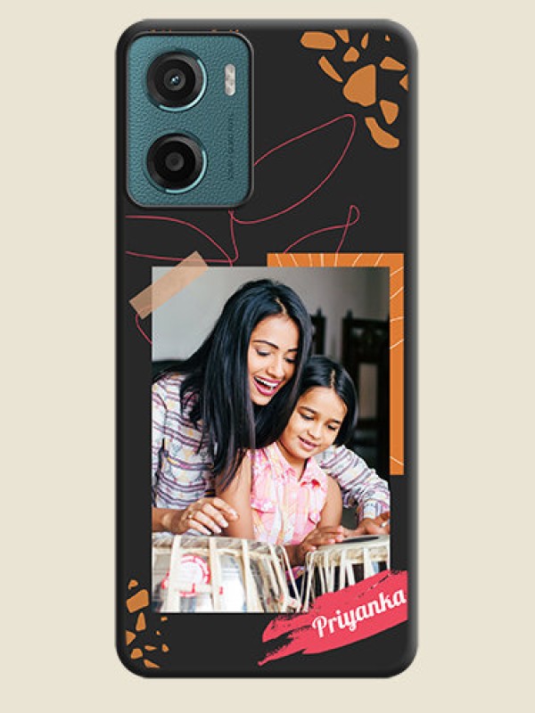 Custom Orange Photo Frame On Space Black Custom Soft Matte Mobile Back Cover - Motorola G05