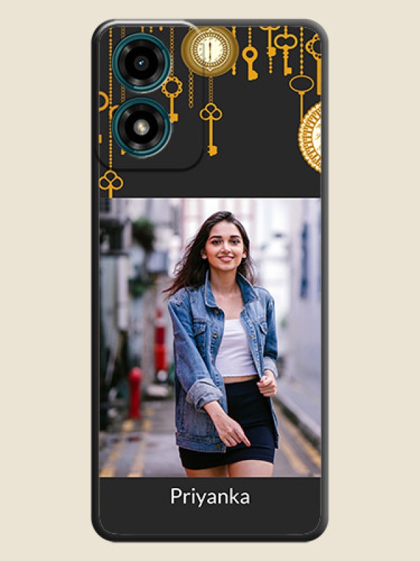Custom Decorative Design with Text on Space Black Custom Soft Matte Back Cover - Motorola G24 Power