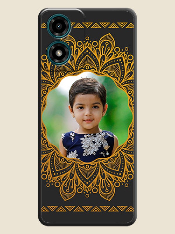Custom Round Image with Floral Design - Photo on Space Black Soft Matte Mobile Cover - Motorola G24 Power