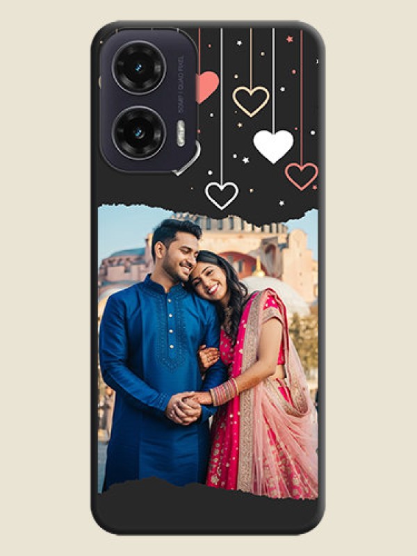 Custom Love Hangings with Splash Wave Picture On Space Black Custom Soft Matte Mobile Back Cover - Motorola G35 5G