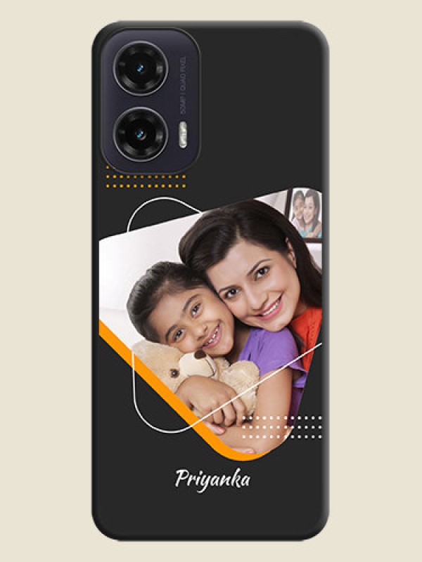 Custom Yellow Triangle on Photo On Space Black Custom Soft Matte Mobile Back Cover - Motorola G35 5G