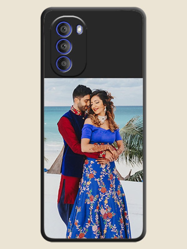Custom Image Upload With Space Black Color On Custom Soft Matte Mobile Back Cover - Motorola G51 5G