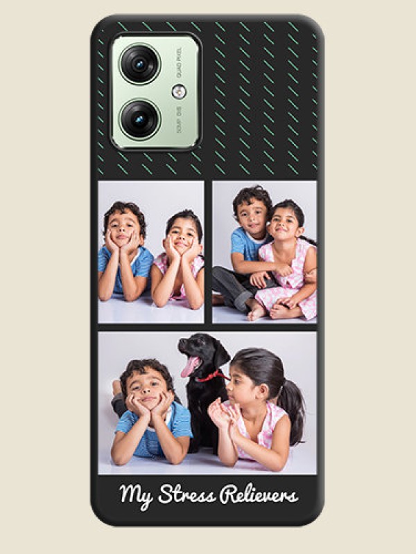 Custom Cross Dotted Pattern with 2 Image Holder On Space Black Custom Soft Matte Mobile Back Cover - Motorola G54 5G