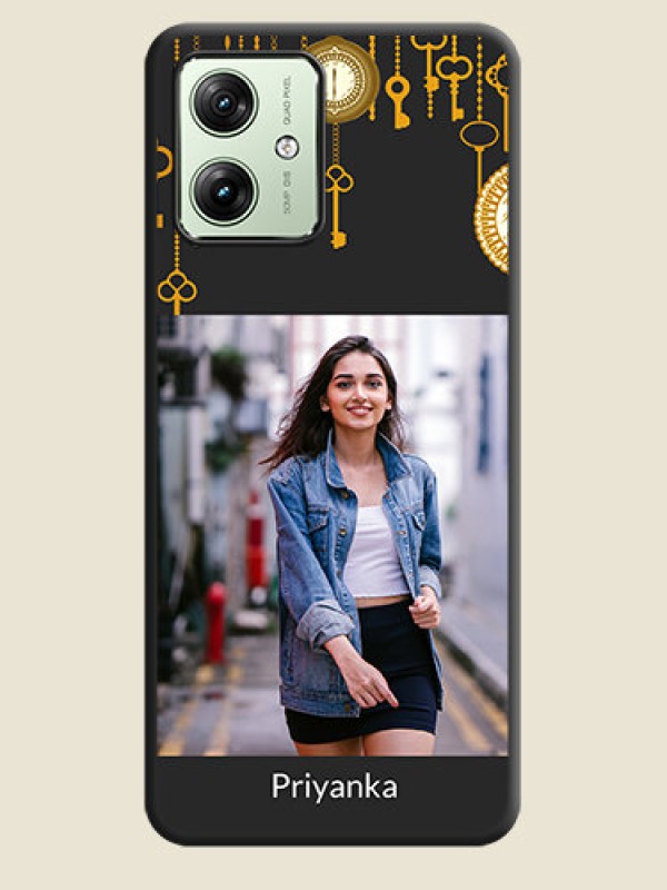 Custom Decorative Design with Text on Space Black Custom Soft Matte Back Cover - Motorola G64 5G
