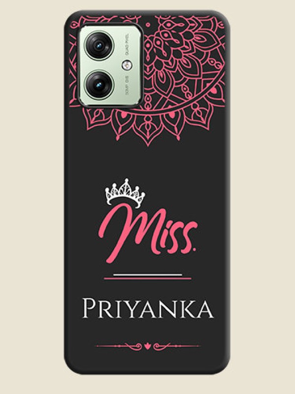 Custom Mrs Name with Floral Design on Space Black Personalized Soft Matte Phone Covers - Motorola G64 5G