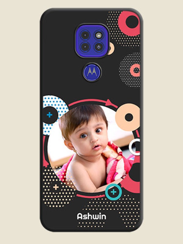Custom Multicoloured Round Image on Personalised Space Black Soft Matte Cases - Motorola G9