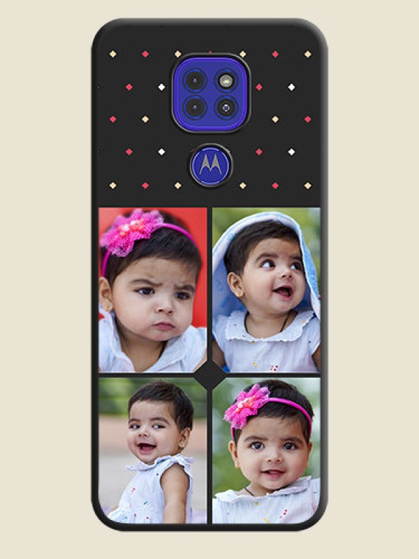 Custom Multicolor Dotted Pattern with 4 Image Holder on Space Black Custom Soft Matte Phone Cases - Motorola G9