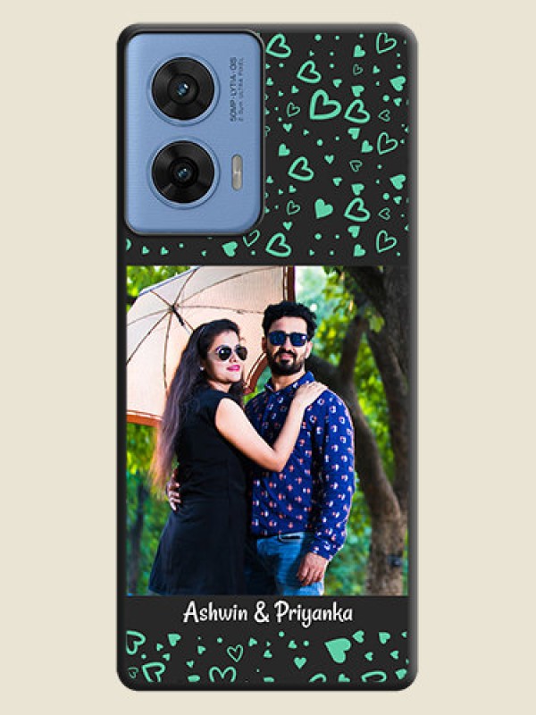 Custom Sea Green Indefinite Love Pattern on Photo On Space Black Custom Soft Matte Mobile Back Cover - Motorola G96 5G