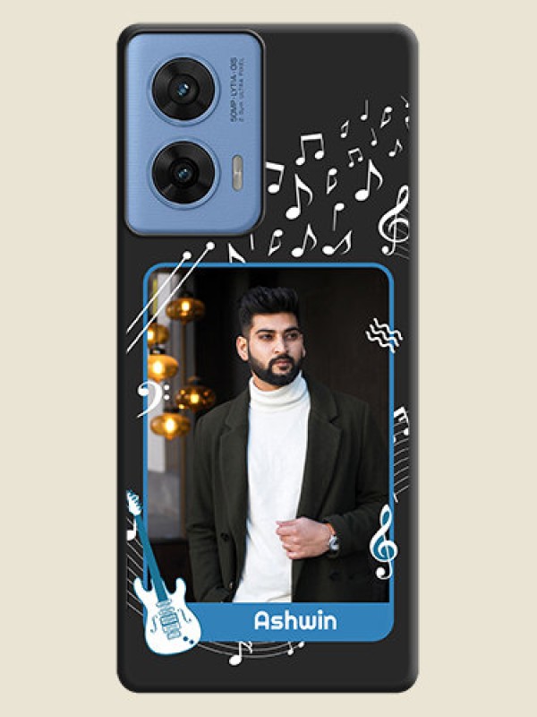 Custom Musical Theme Design with Text on Photo On Space Black Custom Soft Matte Mobile Back Cover - Motorola G96 5G