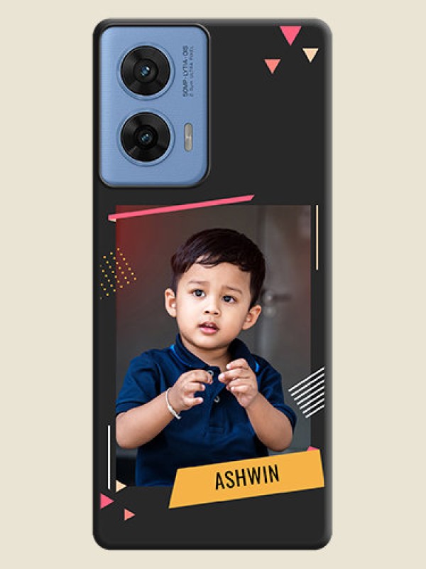 Custom Photo Frame with Triangle Small Dots on Photo On Space Black Custom Soft Matte Mobile Back Cover - Motorola G96 5G