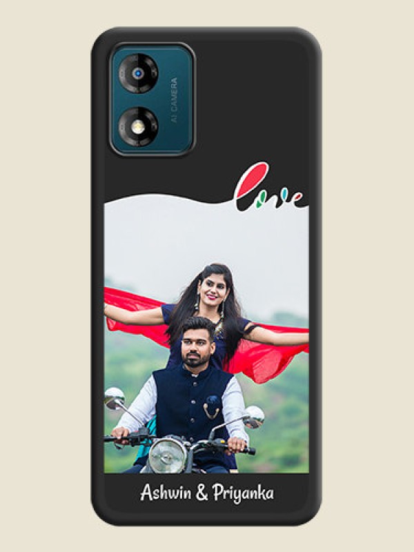 Custom Fall in Love Pattern with Picture on Photo on Space Black Soft Matte Mobile Case - Motorola Moto E13