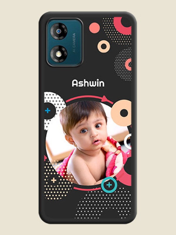 Custom Multicoloured Round Image on Personalised Space Black Soft Matte Cases - Motorola Moto E13