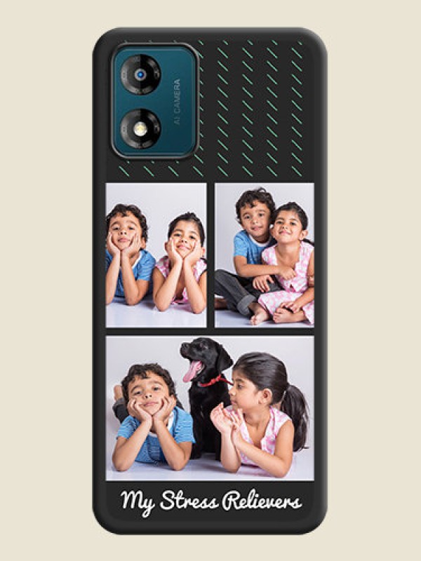 Custom Cross Dotted Pattern with 2 Image Holder  on Personalised Space Black Soft Matte Cases - Motorola Moto E13