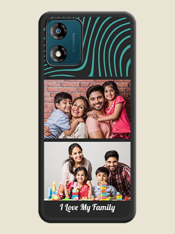 Custom Wave Pattern with 2 Image Holder on Space Black Personalized Soft Matte Phone Covers - Motorola Moto E13