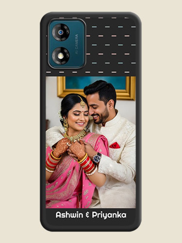 Custom Line Pattern Design with Text on Space Black Custom Soft Matte Phone Back Cover - Motorola Moto E13