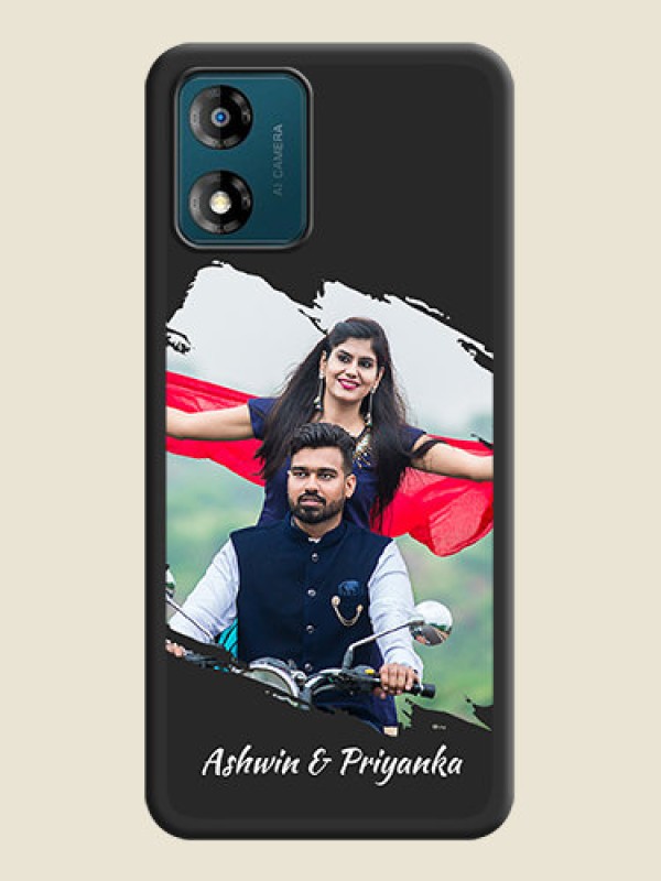 Custom Grunge Brush Strokes on Photo on Space Black Soft Matte Back Cover - Motorola Moto E13