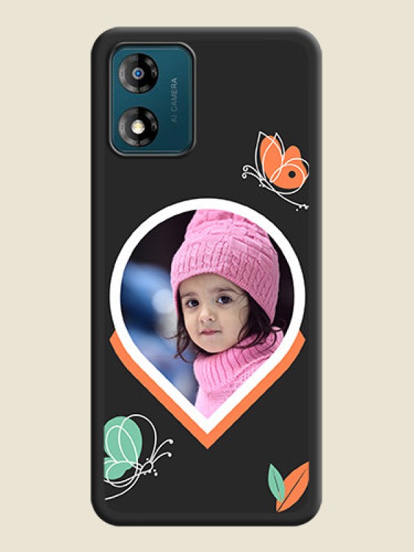 Custom Upload Pic With Simple Butterly Design On Space Black Personalized Soft Matte Phone Covers -Motorola Moto E13