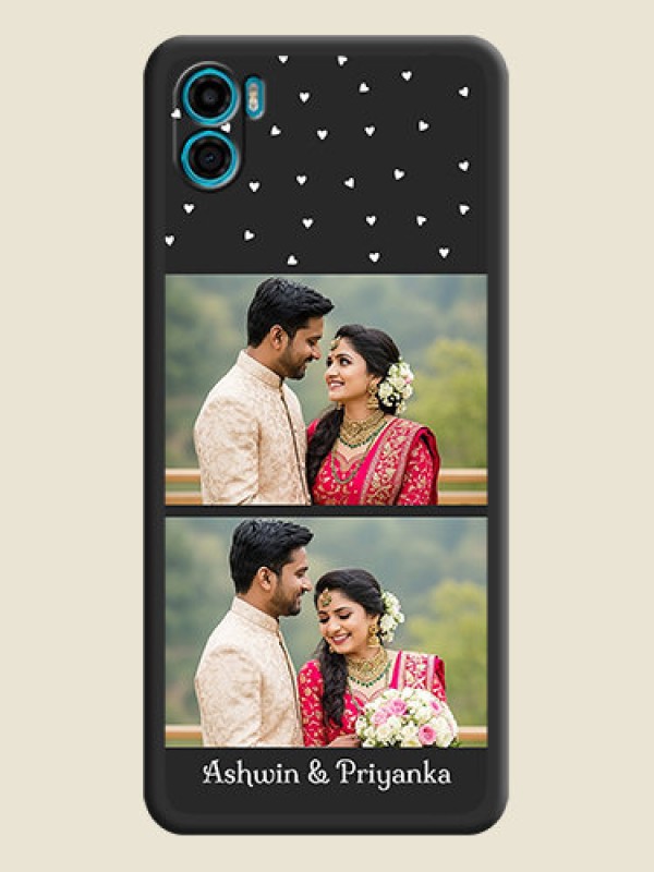 Custom Miniature Love Symbols with Name on Space Black Custom Soft Matte Back Cover - Motorola Moto E22s