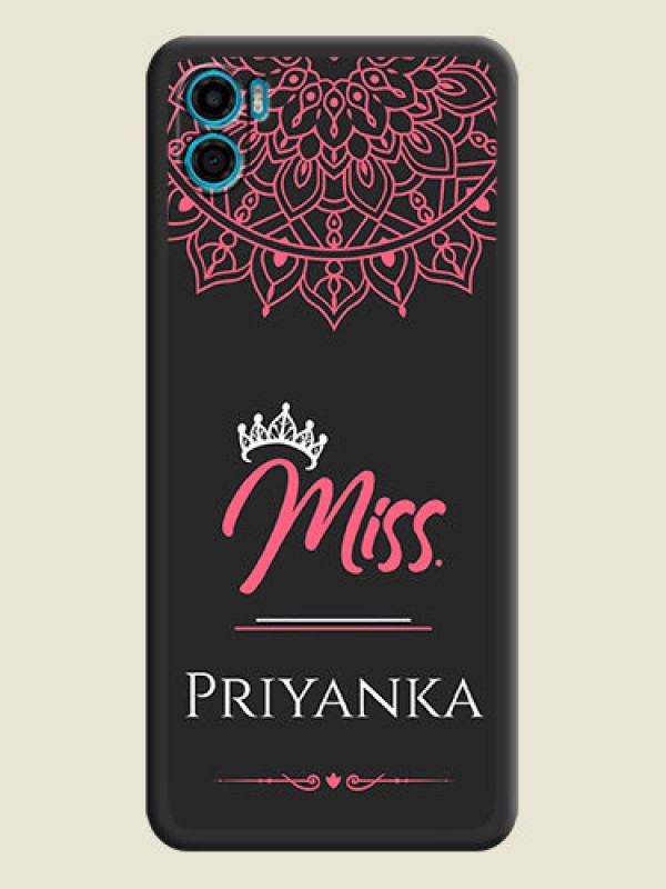 Custom Mrs Name with Floral Design on Space Black Personalized Soft Matte Phone Covers - Motorola Moto E22s