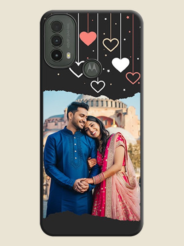 Custom Love Hangings with Splash Wave Picture On Space Black Custom Soft Matte Mobile Back Cover - Motorola Moto E30