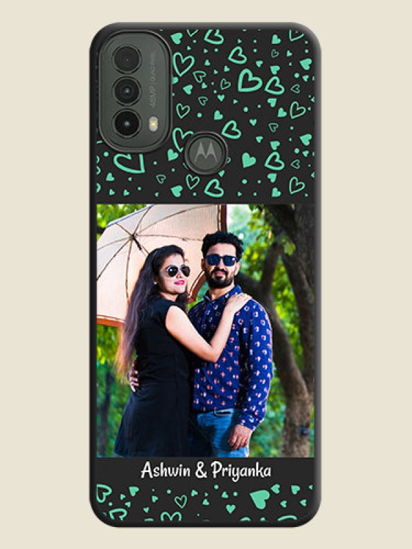 Custom Sea Green Indefinite Love Pattern on Photo On Space Black Custom Soft Matte Mobile Back Cover - Motorola Moto E30