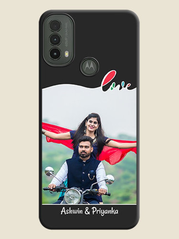 Custom Fall in Love Pattern with Picture on Photo On Space Black Custom Soft Matte Mobile Back Cover - Motorola Moto E30