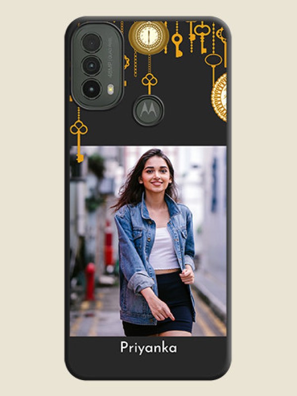 Custom Decorative Design with Text On Space Black Custom Soft Matte Mobile Back Cover - Motorola Moto E30