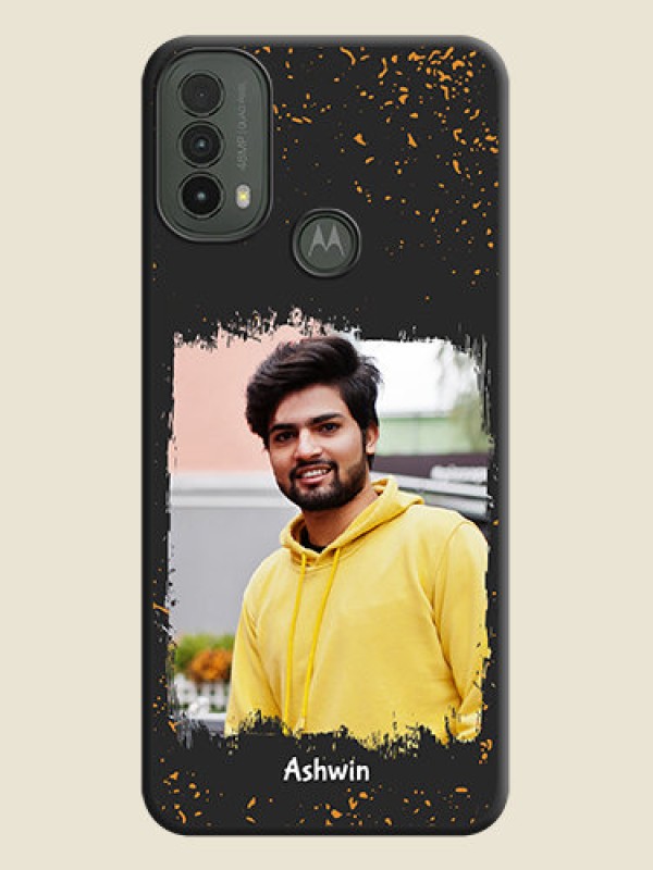 Custom Spray Free Design on Photo On Space Black Custom Soft Matte Mobile Back Cover - Motorola Moto E30