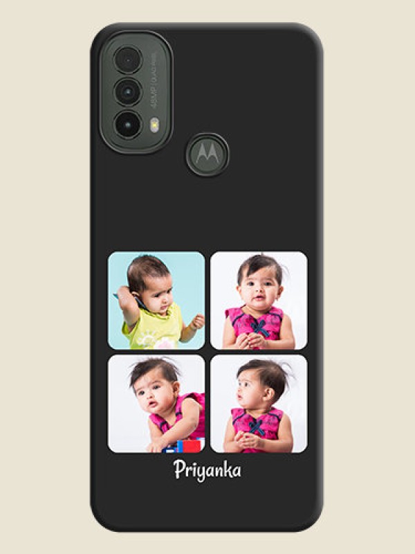 Custom Floral Art with 6 Image Holder on Photo On Space Black Custom Soft Matte Mobile Back Cover - Motorola Moto E30