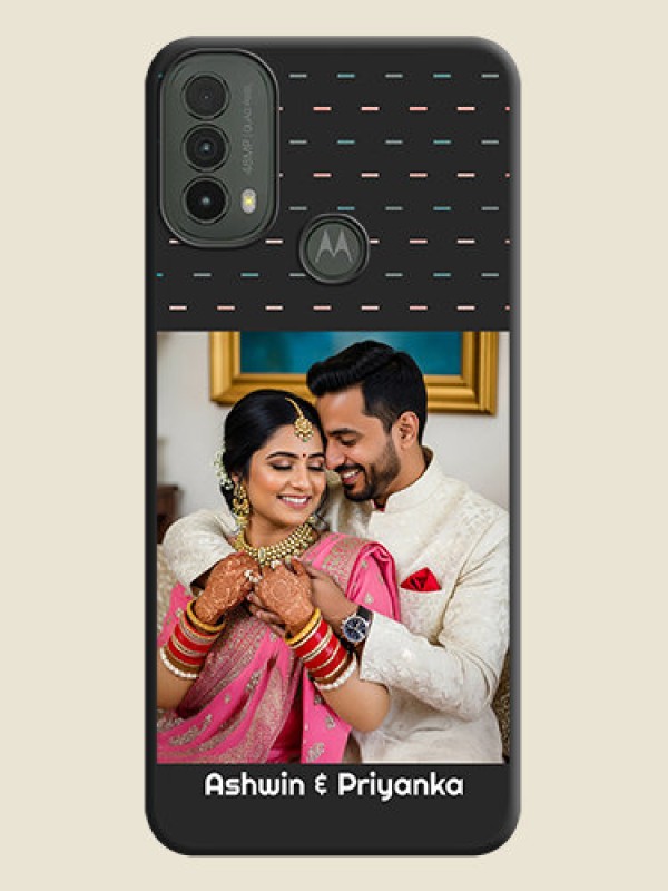Custom Line Pattern Design with Text On Space Black Custom Soft Matte Mobile Back Cover - Motorola Moto E30