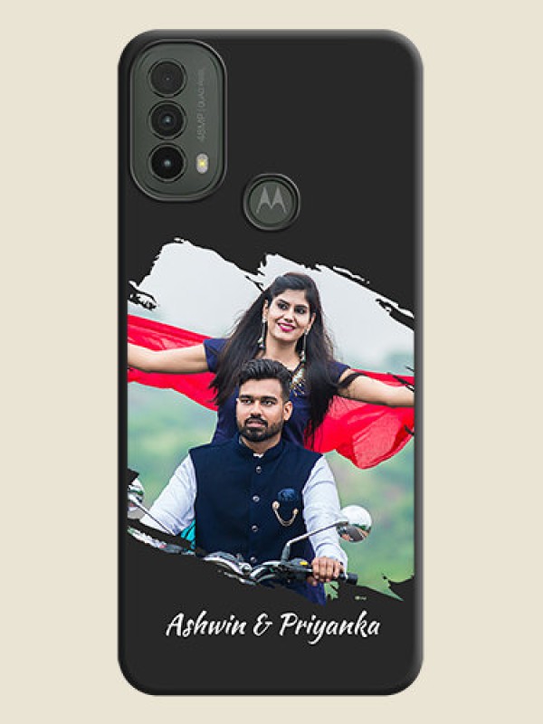 Custom Grunge Brush Strokes on Photo On Space Black Custom Soft Matte Mobile Back Cover - Motorola Moto E30