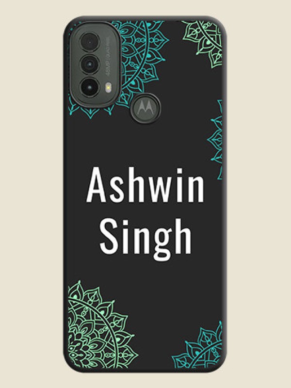 Custom Your Name with Floral Design On Space Black Custom Soft Matte Mobile Back Cover - Motorola Moto E30