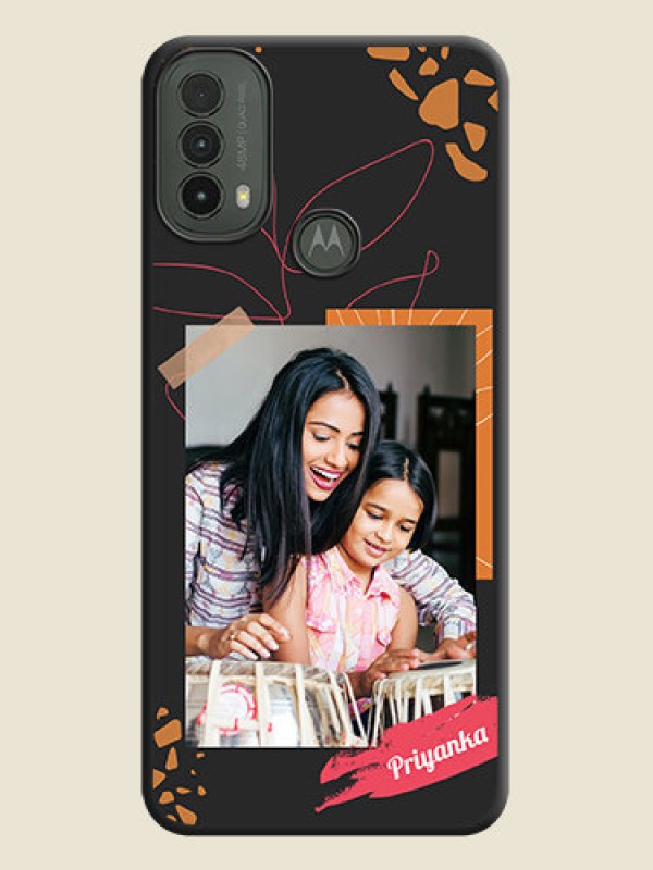 Custom Orange Photo Frame On Space Black Custom Soft Matte Mobile Back Cover - Motorola Moto E30