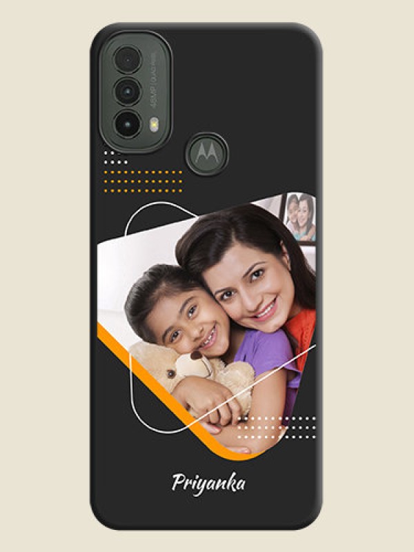 Custom Yellow Triangle on Photo On Space Black Custom Soft Matte Mobile Back Cover - Motorola Moto E30